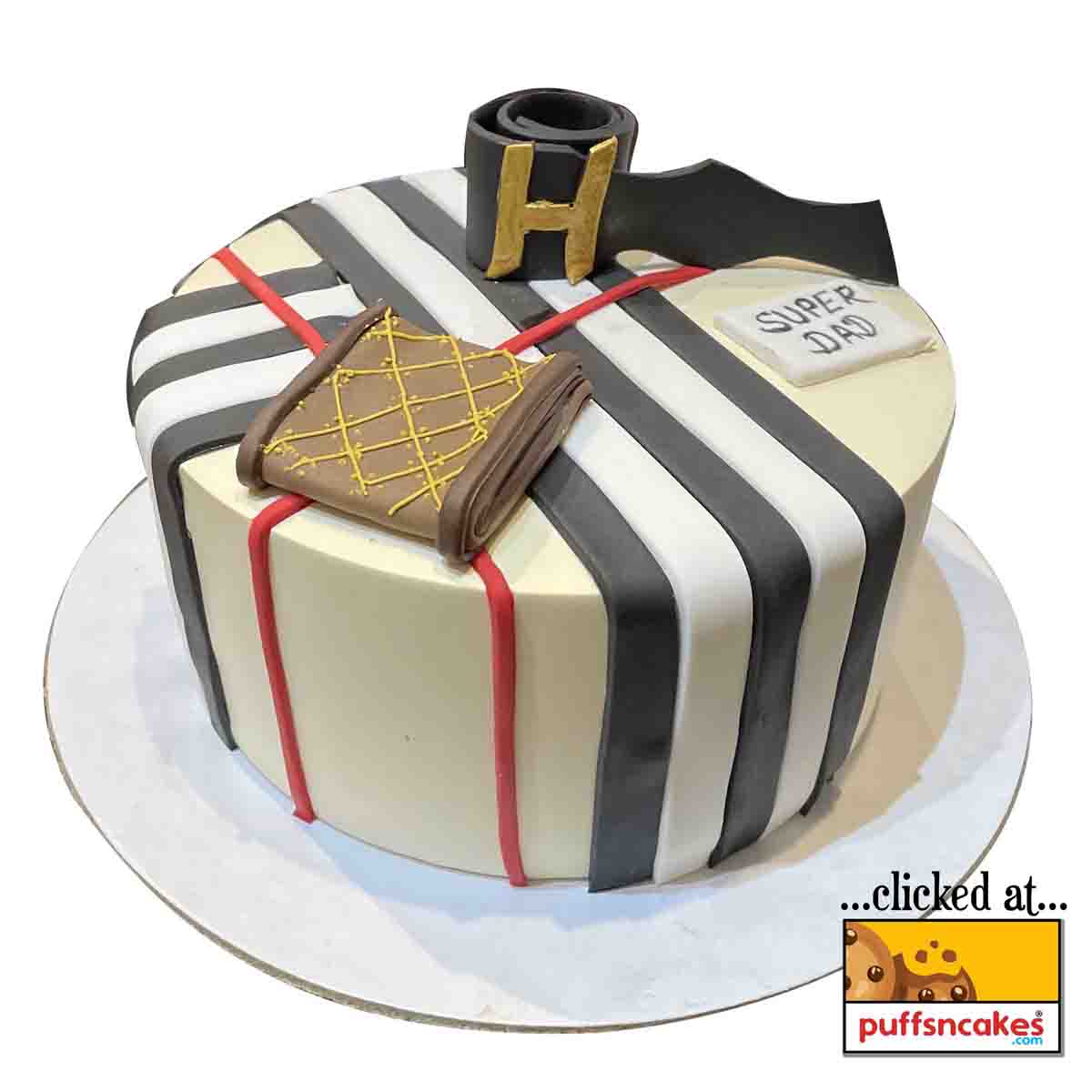 (1310) Luxury Men's Accessories Dad Theme Semi Fondant Cake